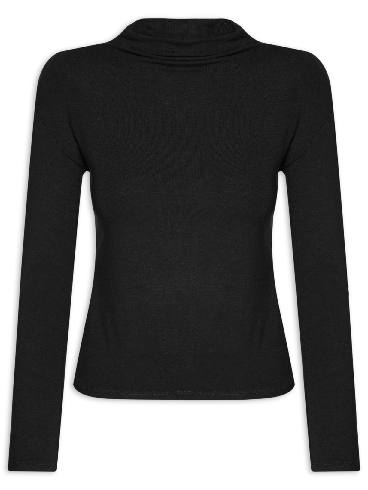 Blusa Feminina Gola Alta Manga Longa - Preto