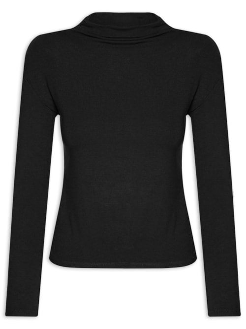 Blusa Feminina Gola Alta Manga Longa - Preto