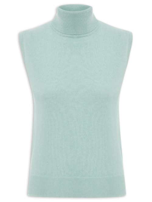 Blusa Feminina Gola Alta Puro Cashmere - Azul
