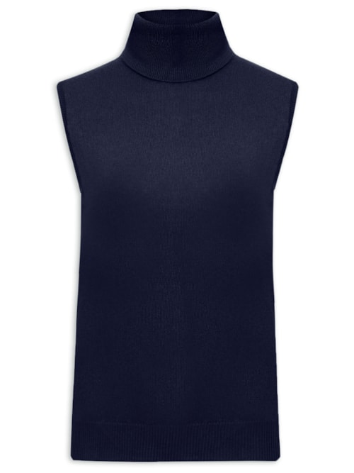 Blusa Feminina Gola Alta Puro Cashmere - Azul