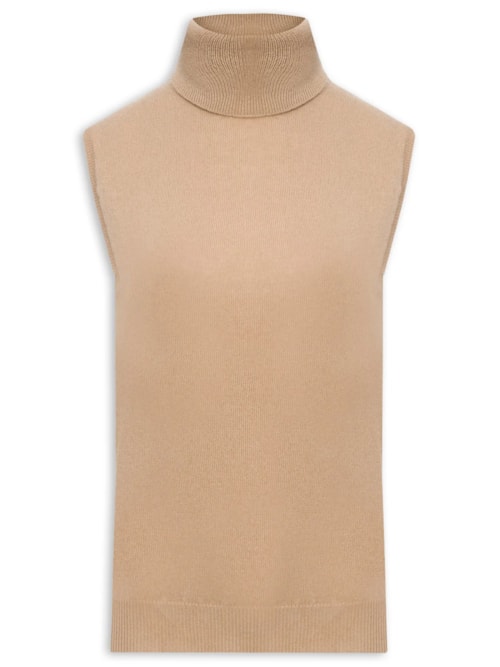 Blusa Feminina Gola Alta Puro Cashmere - Bege