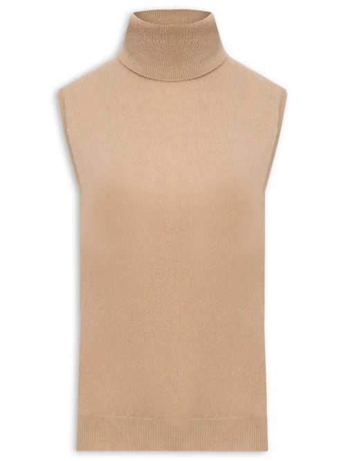 Blusa Feminina Gola Alta Puro Cashmere - Bege