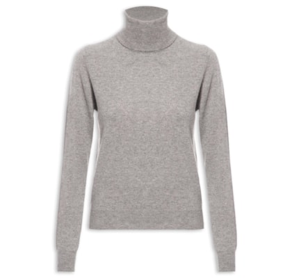Blusa Feminina Gola Alta Puro Cashmere - Cinza