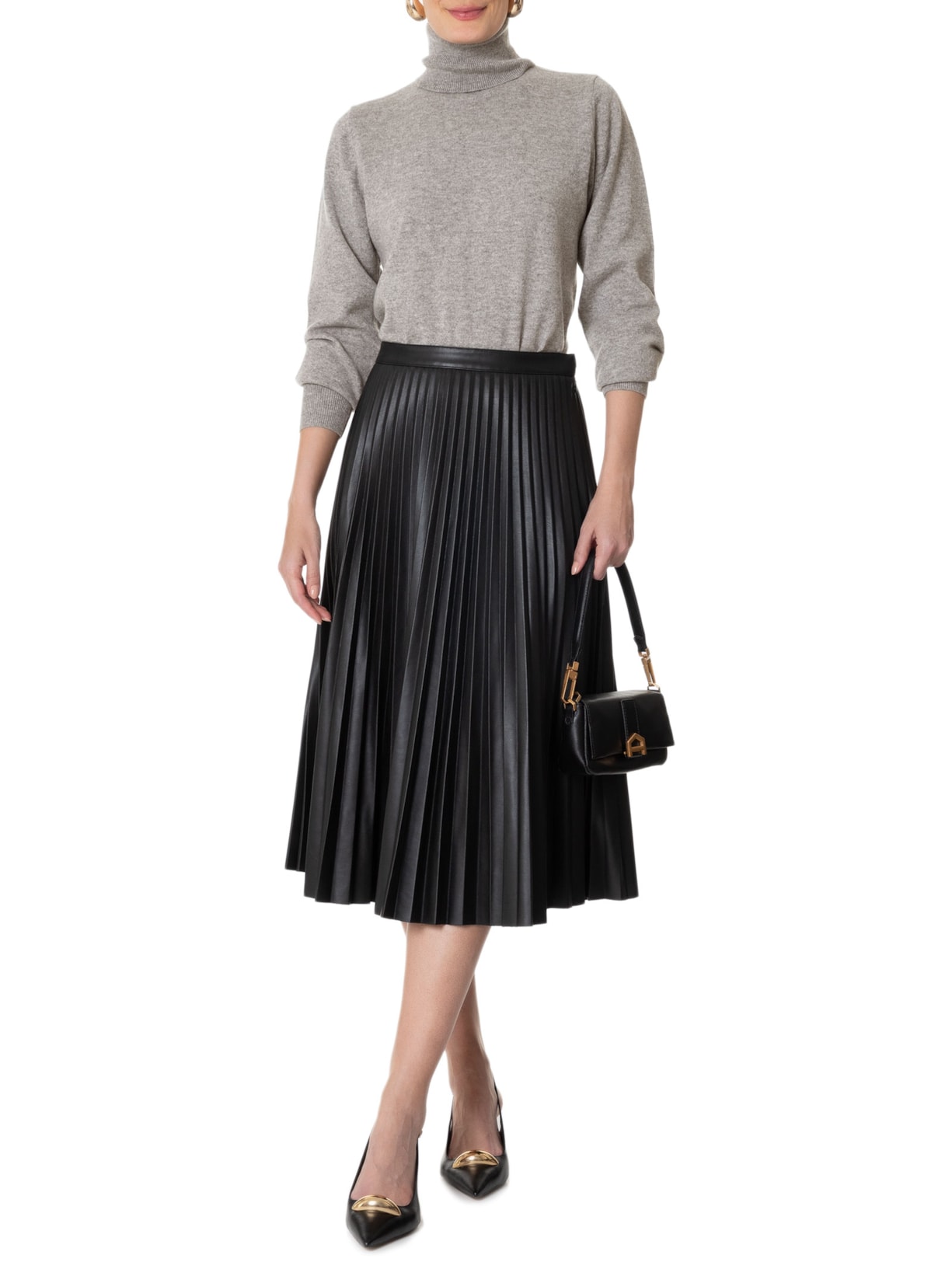 Blusa Feminina Gola Alta Puro Cashmere Cinza '2Essential