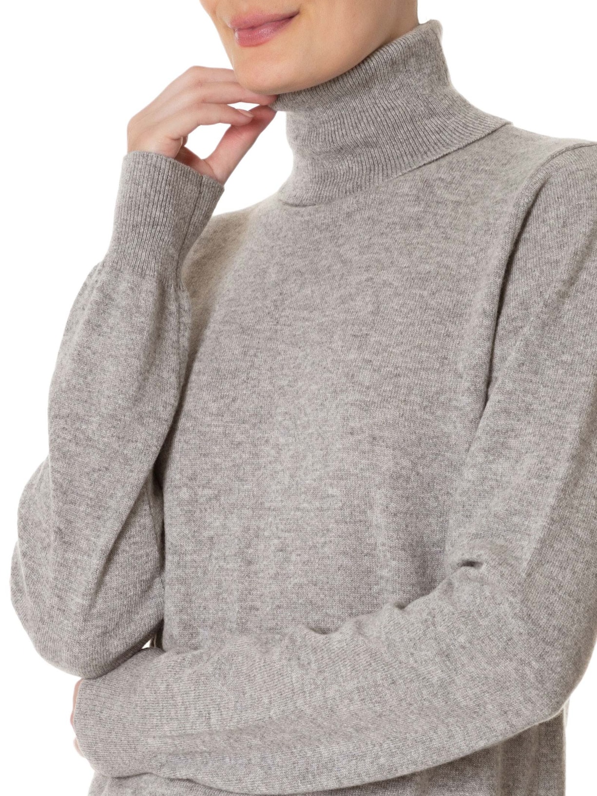 Blusa Feminina Gola Alta Puro Cashmere Cinza '2Essential