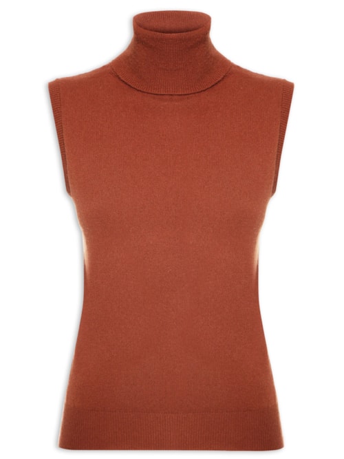 Blusa Feminina Gola Alta Puro Cashmere - Marrom