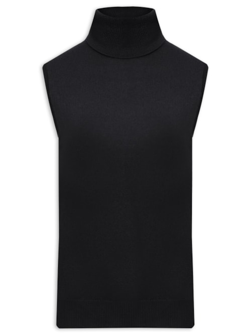 Blusa Feminina Gola Alta Puro Cashmere - Preto