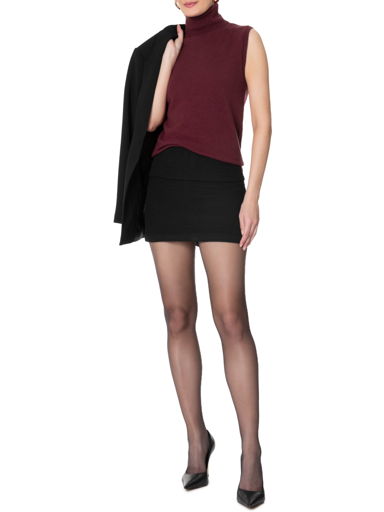 Blusa Feminina Gola Alta Puro Cashmere Vermelho '2Essential