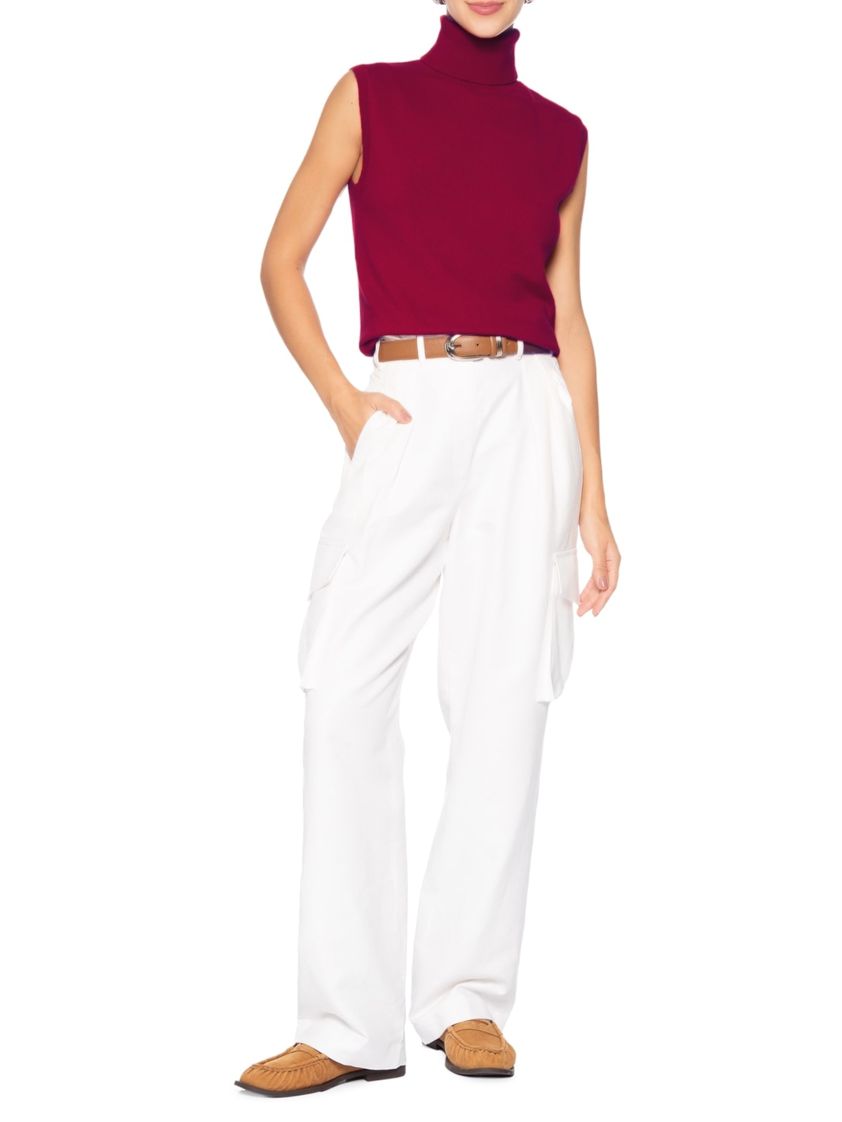 Blusa Feminina Gola Alta Puro Cashmere Vermelho '2Essential