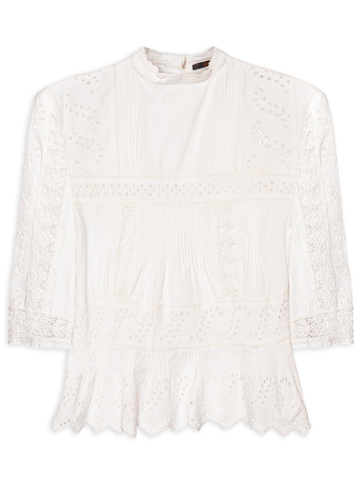 Blusa Feminina Gola Alta Rendinhas Branco Animale