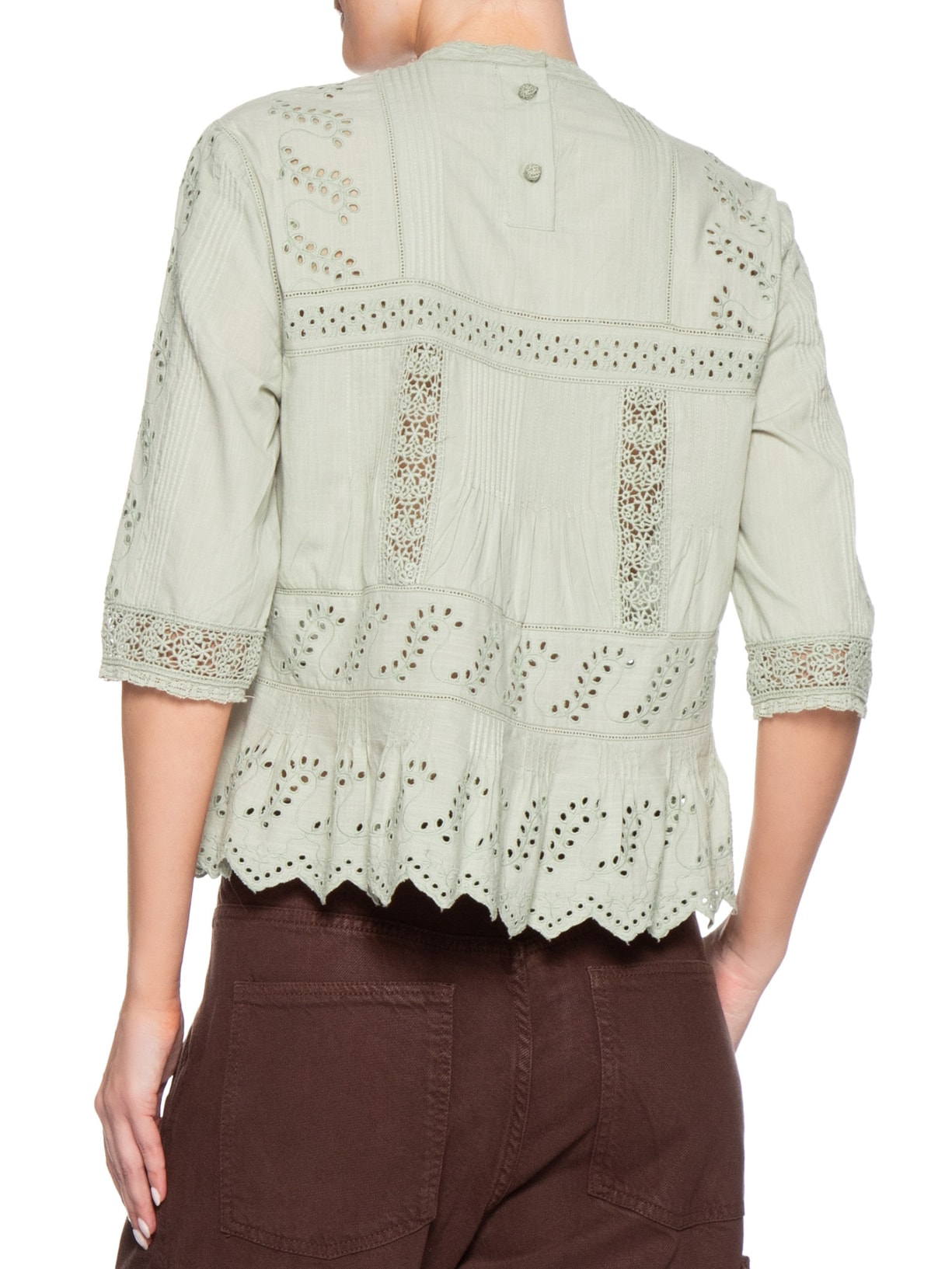 Blusa Feminina Gola Alta Rendinhas Colar Verde Animale
