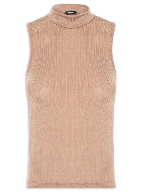 Blusa Feminina Gola Alta Texturizada - Bege