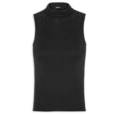 Blusa Feminina Gola Alta Texturizada - Preto