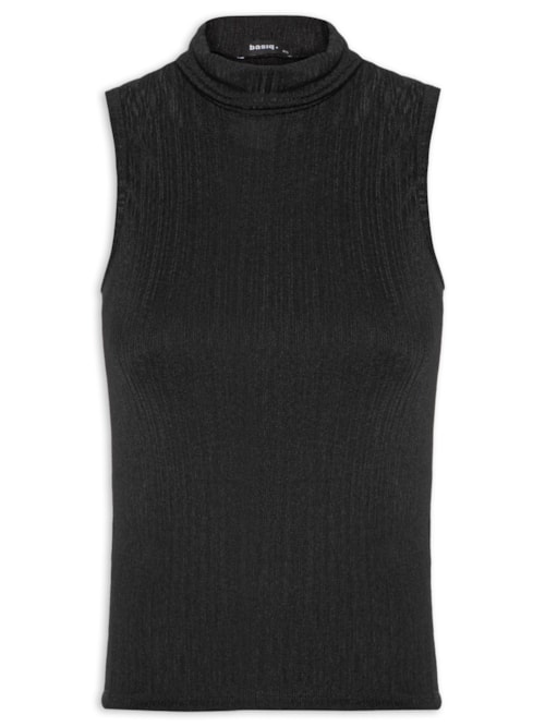Blusa Feminina Gola Alta Texturizada - Preto