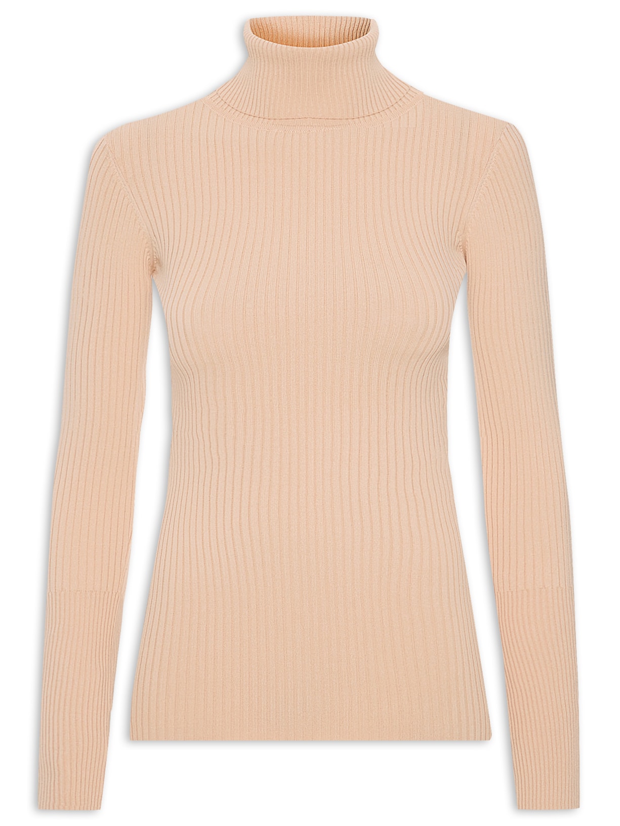Blusa Feminina Gola Alta Tricot - Bege