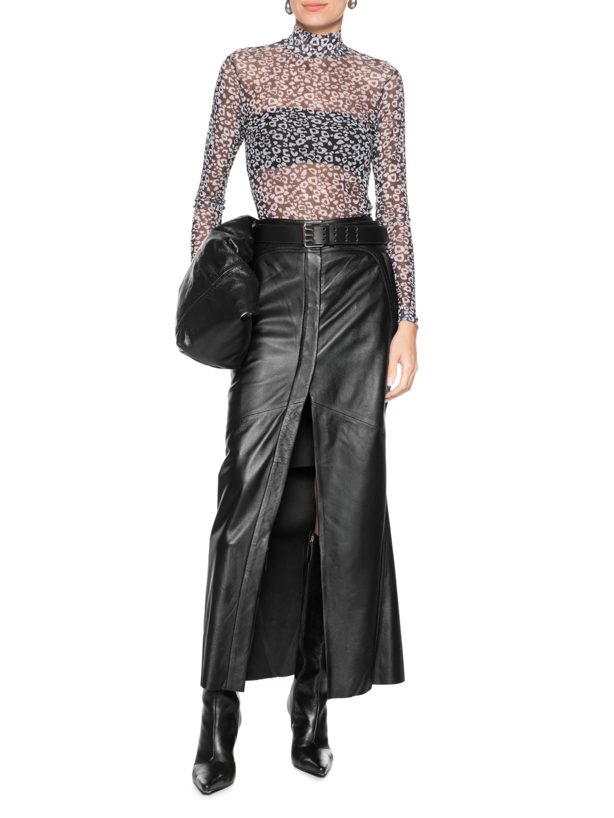 Blusa Feminina Gola Alta Tule Onça Cronos Preto Animale