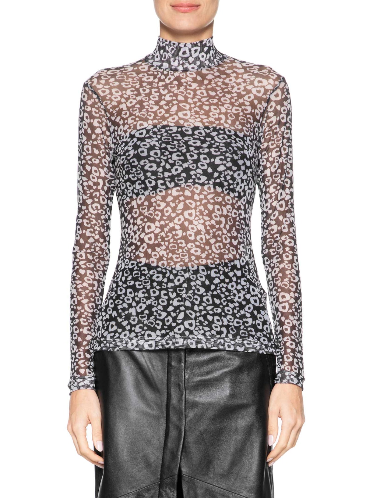 Blusa Feminina Gola Alta Tule Onça Cronos Preto Animale