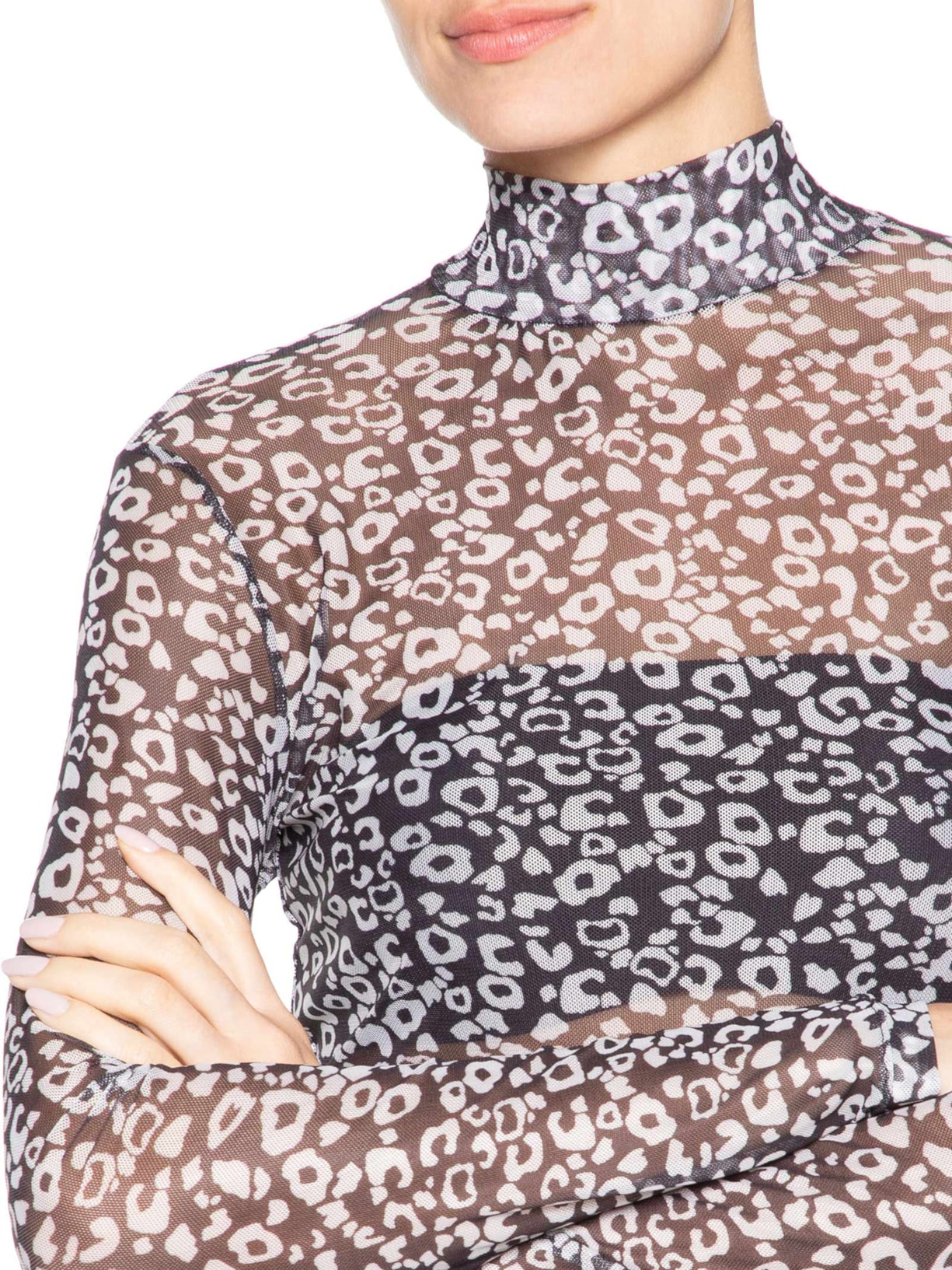 Blusa Feminina Gola Alta Tule Onça Cronos Preto Animale