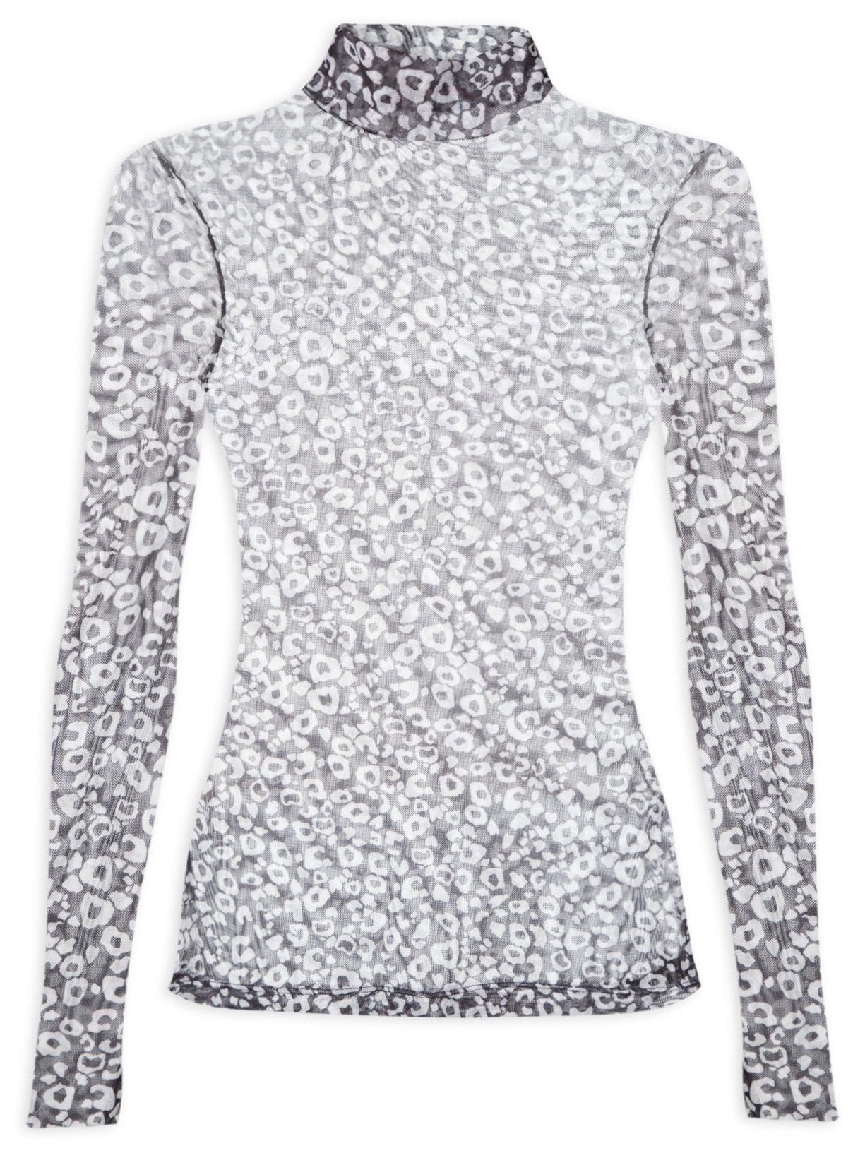 Blusa Feminina Gola Alta Tule Onça Cronos - Preto