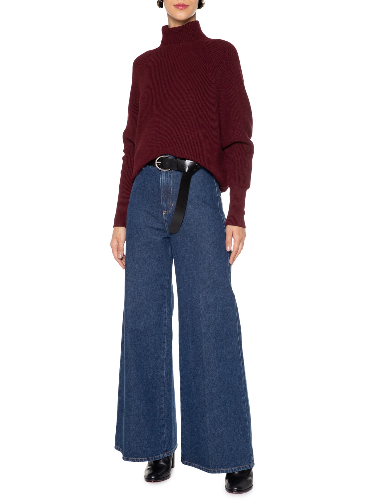 Blusa Feminina Gola Alta Vinho Anselmi