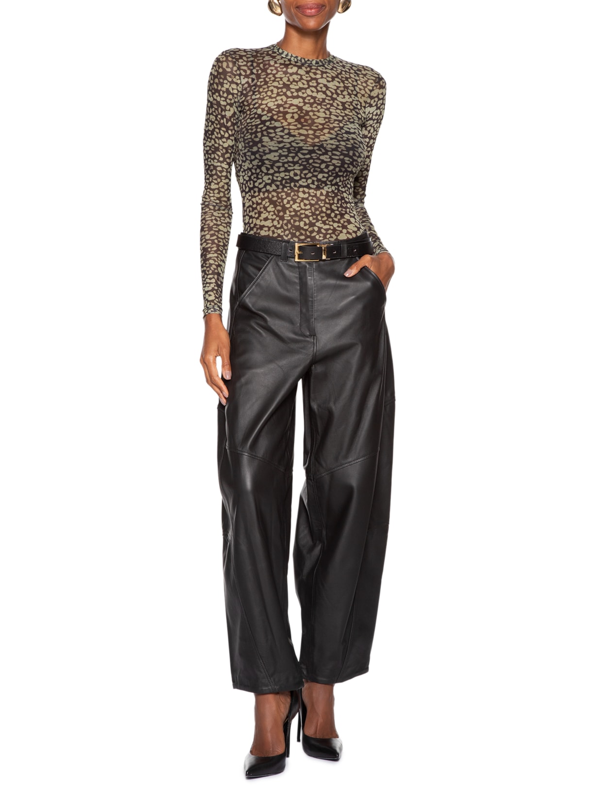 Blusa Feminina Gola Careca De Tule Onça Verde Animale