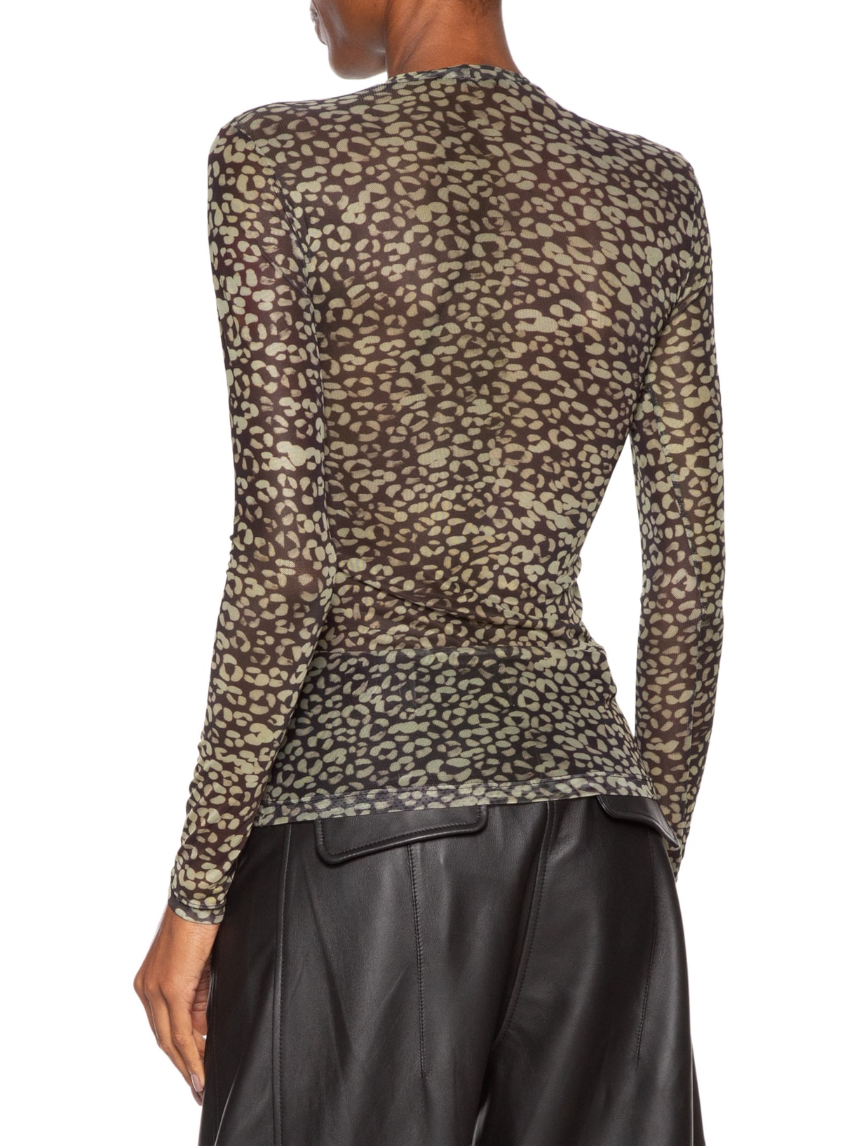 Blusa Feminina Gola Careca De Tule Onça Verde Animale