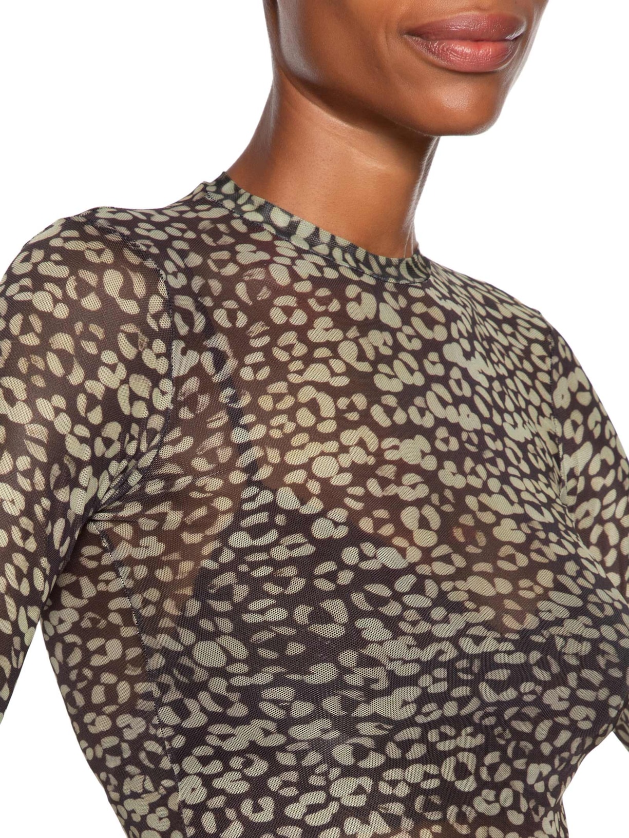 Blusa Feminina Gola Careca De Tule Onça Verde Animale