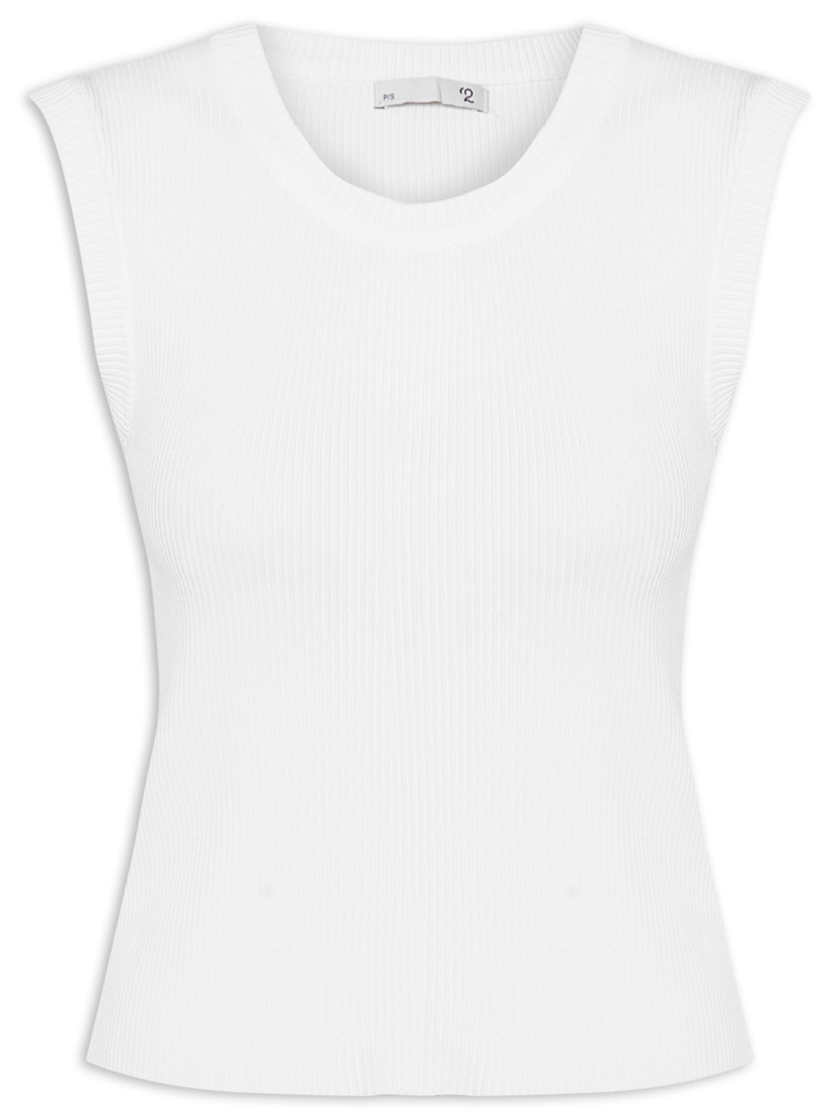 Blusa Feminina Gola em U em Tricot - Branco