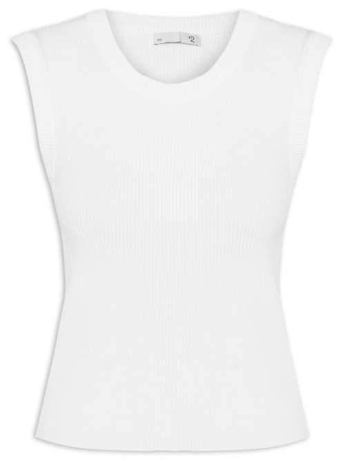 Blusa Feminina Gola em U em Tricot - Branco