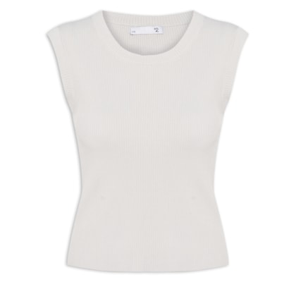Blusa Feminina Gola em U em Tricot - Cinza 
