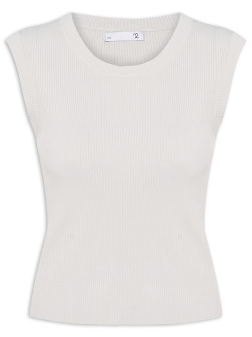 Blusa Feminina Gola em U em Tricot - Cinza