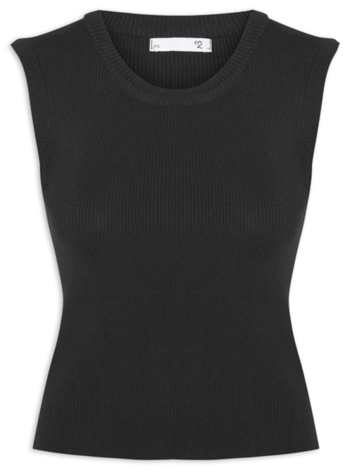 Blusa Feminina Gola em U em Tricot - Preto