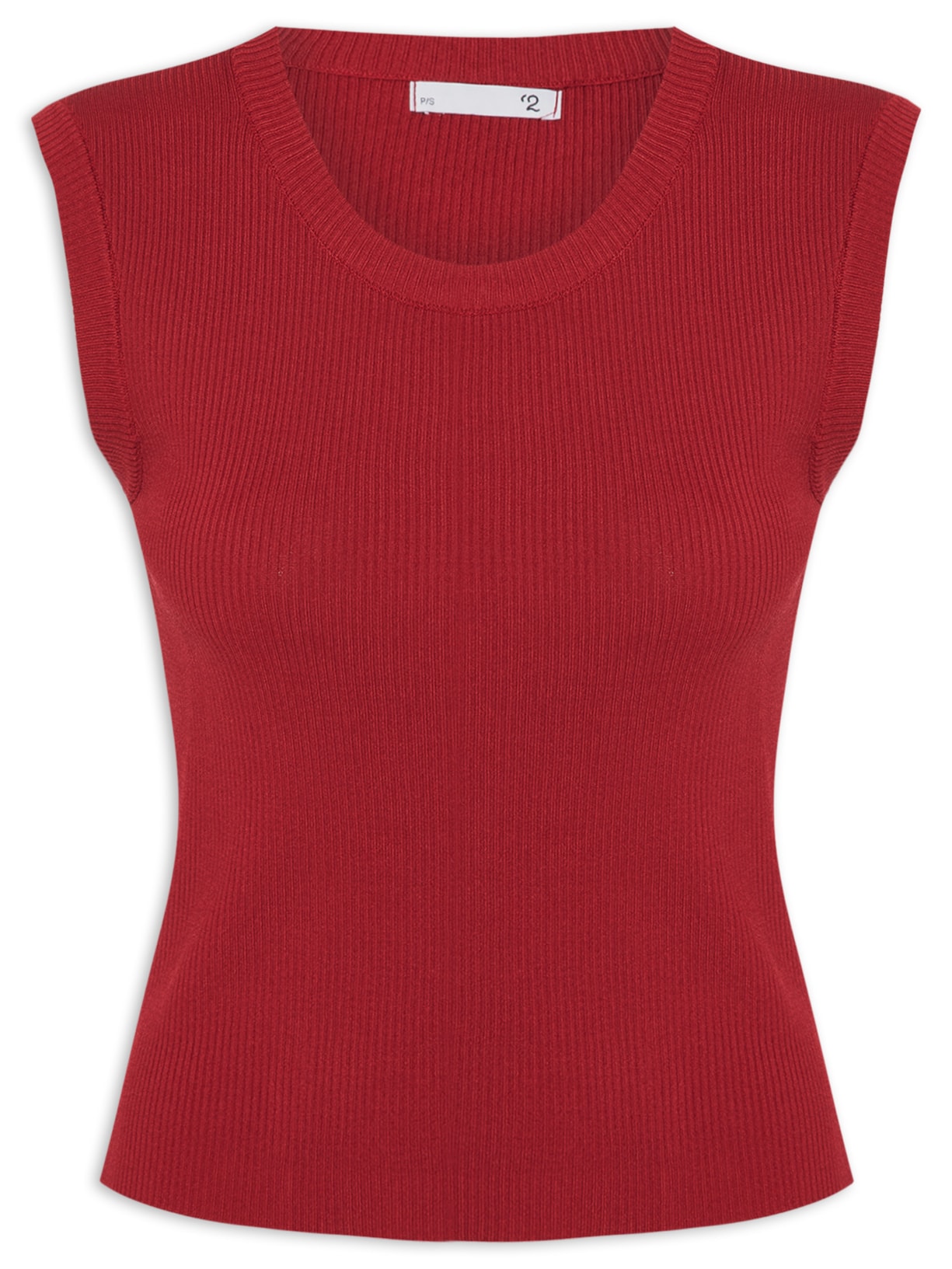 Blusa Feminina Gola em U em Tricot - Vermelho