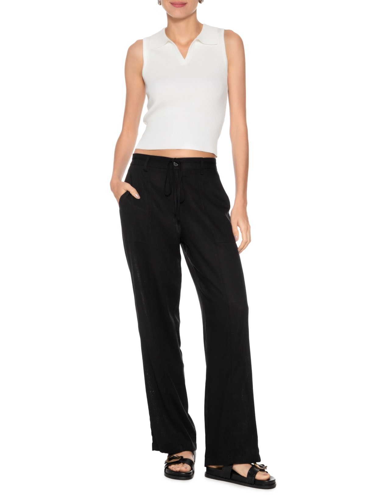 Blusa Feminina Gola Esporte Tricot Off White Basiq