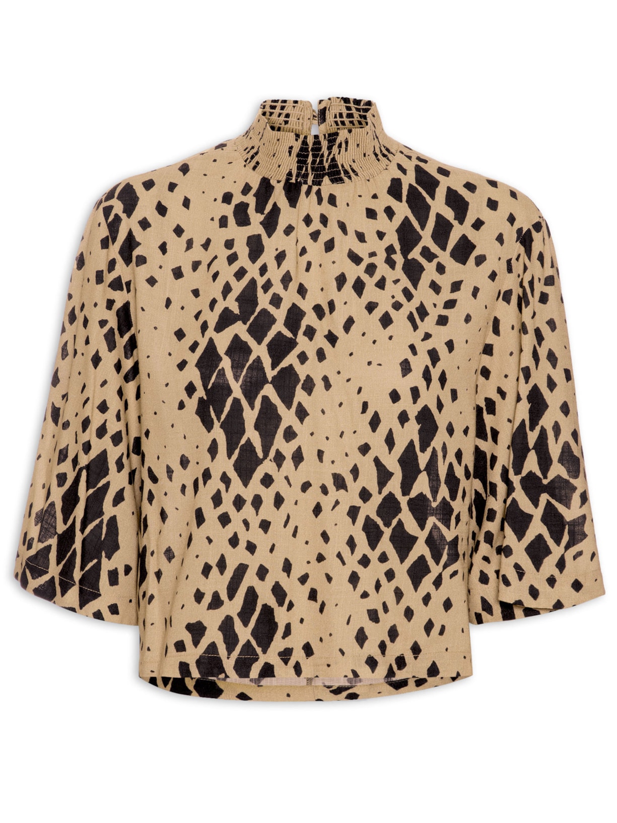 Blusa Feminina Gola Lastex Cobra Safari - Bege