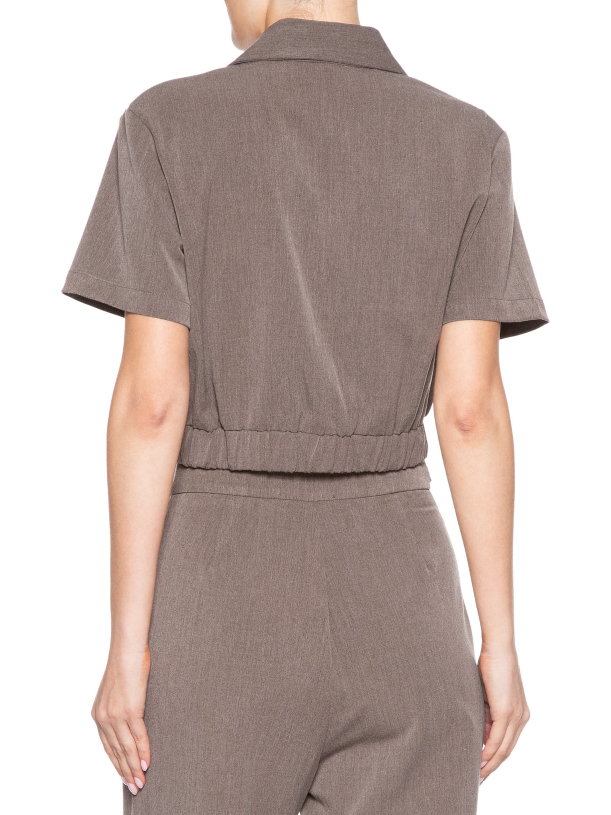 Blusa Feminina Gola Polo Curta Cinza '2Essential