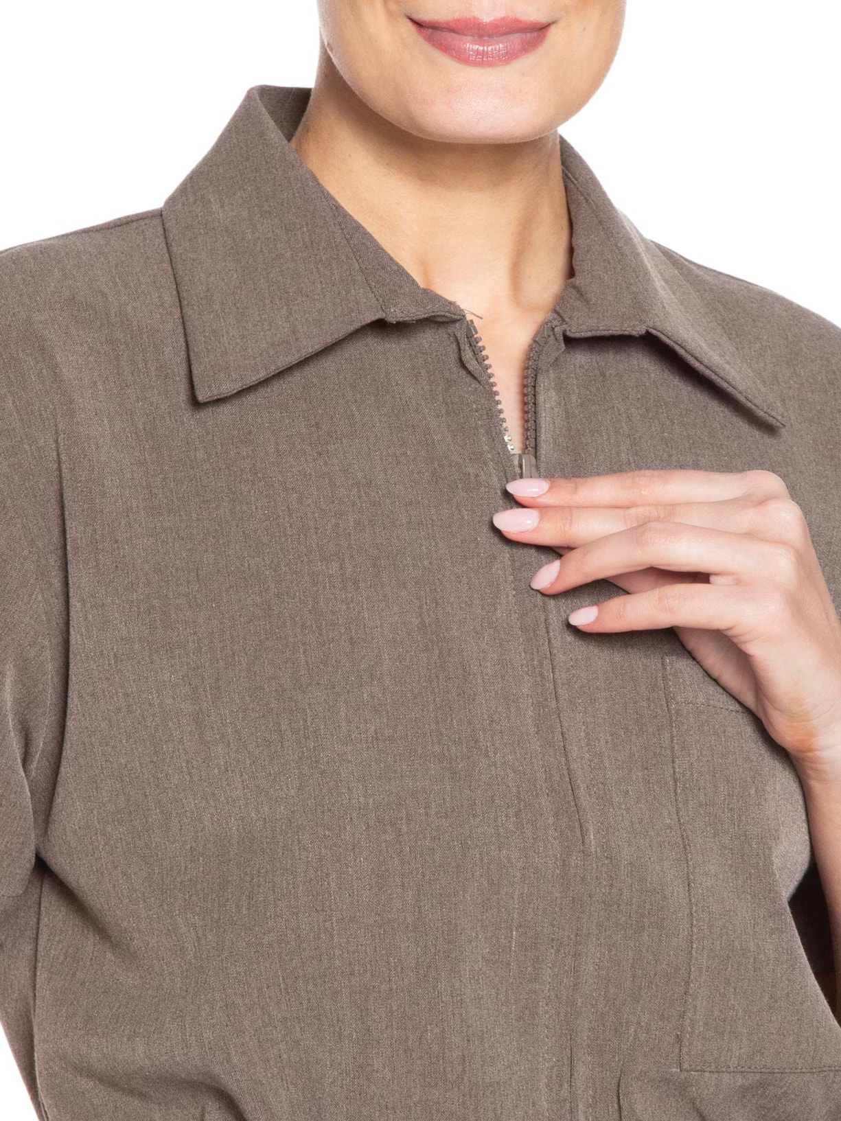 Blusa Feminina Gola Polo Curta Cinza '2Essential