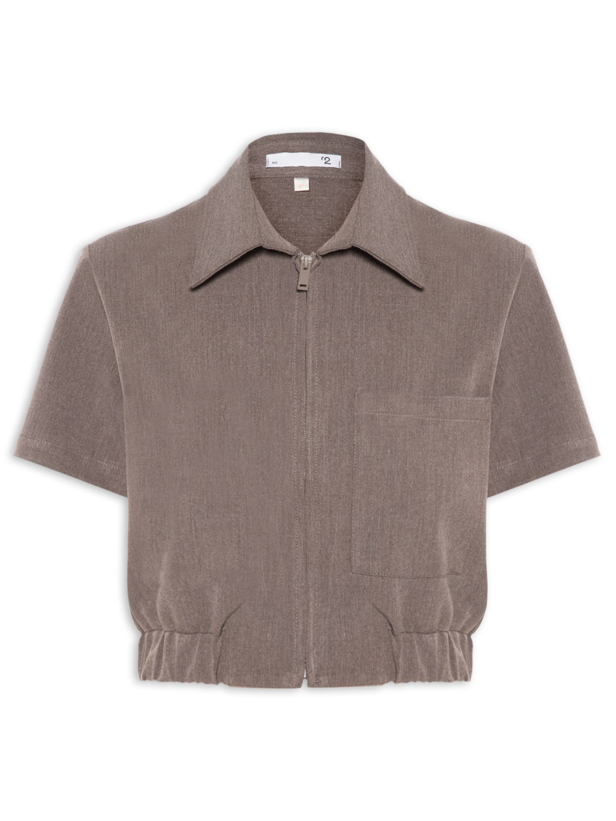 Blusa Feminina Gola Polo Curta Cinza '2Essential