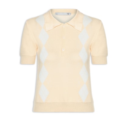 Blusa Feminina Gola Polo Em Tricot - Amarelo