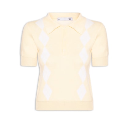 Blusa Feminina Gola Polo Em Tricot - Amarelo