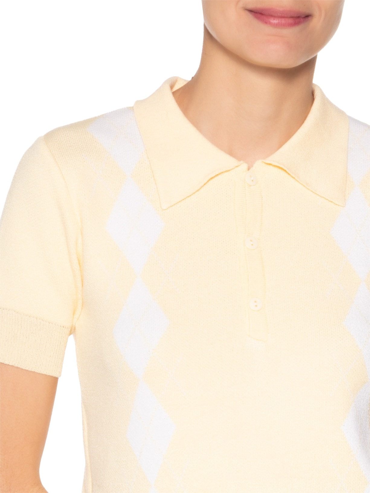 Blusa Feminina Gola Polo Em Tricot Amarelo '2Essential