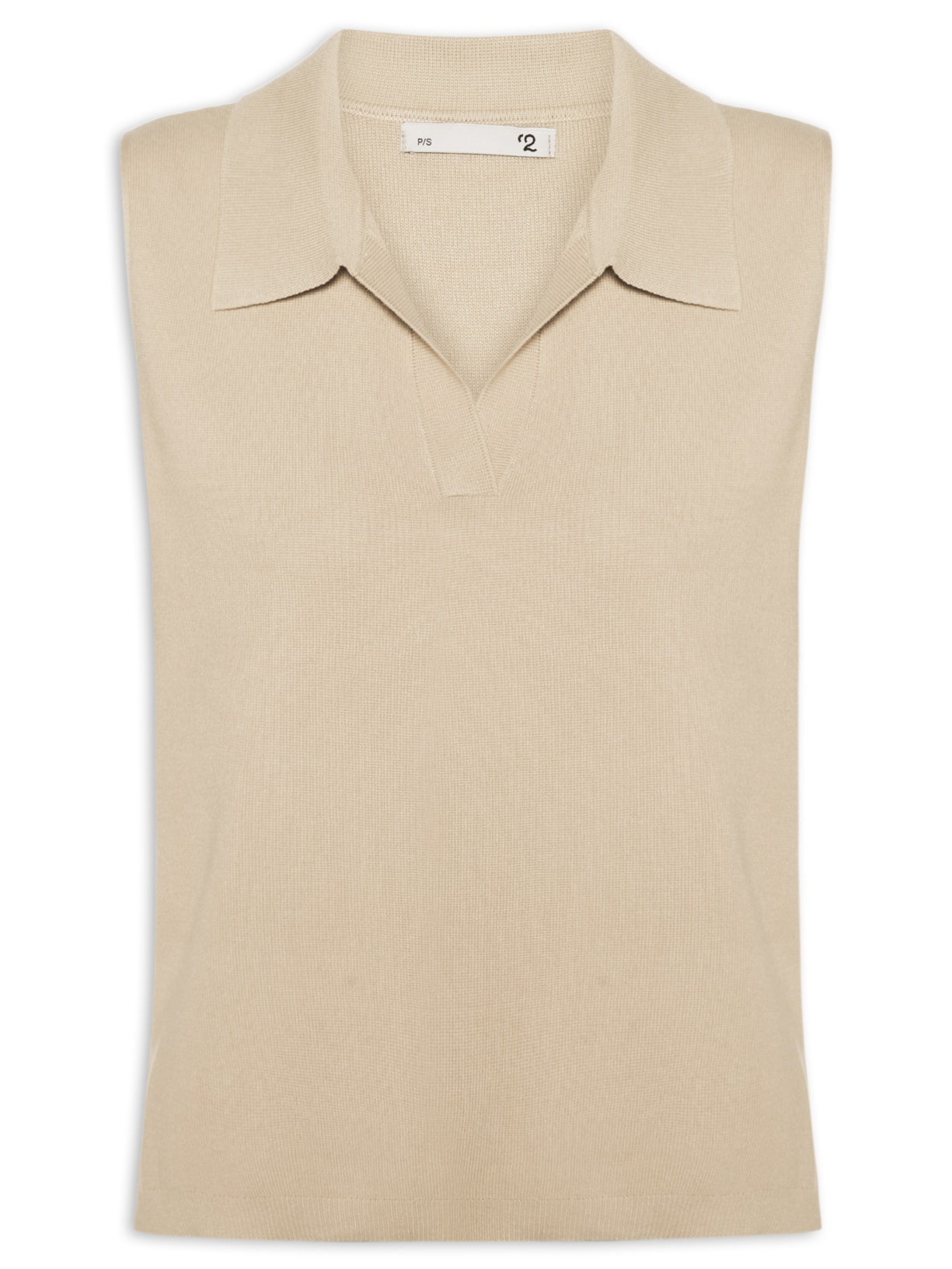 Blusa Feminina Gola Polo em Tricot Bege '2Essential