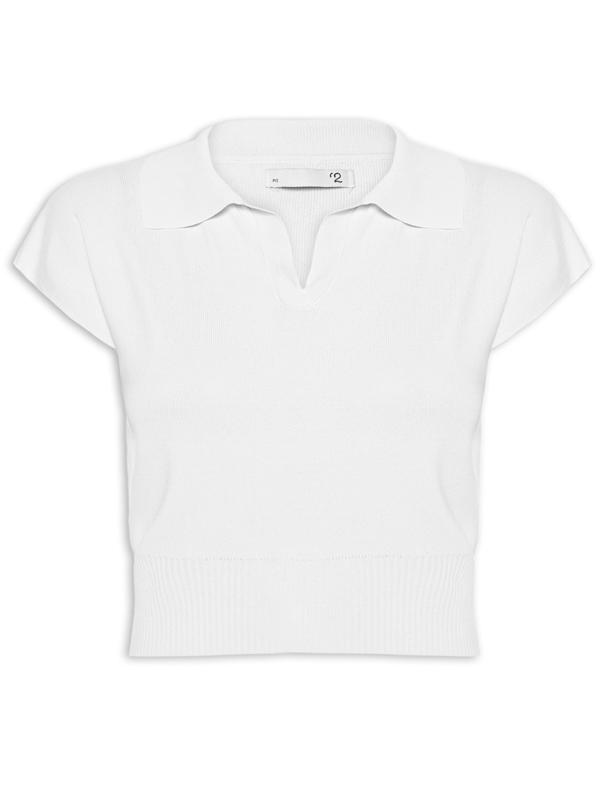 Blusa Feminina Gola Polo Em Tricot - Branco