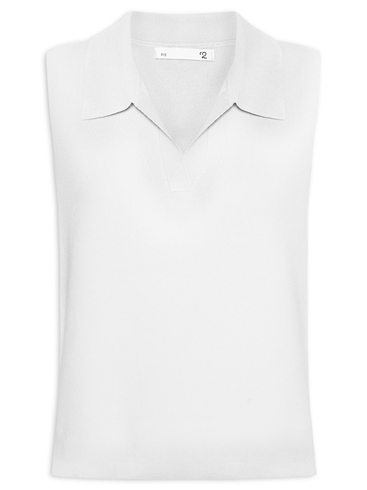 Blusa Feminina Gola Polo em Tricot Branco '2Essential