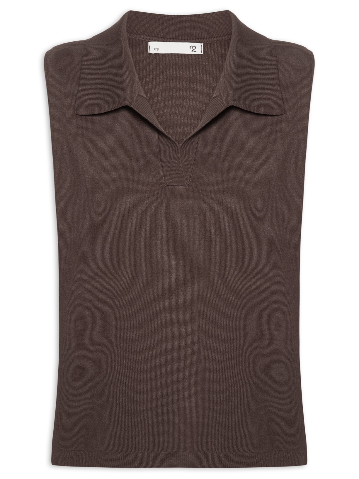 Blusa Feminina Gola Polo em Tricot Marrom '2Essential
