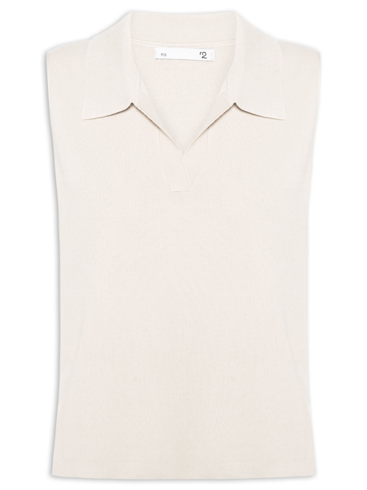Blusa Feminina Gola Polo em Tricot Off White '2Essential