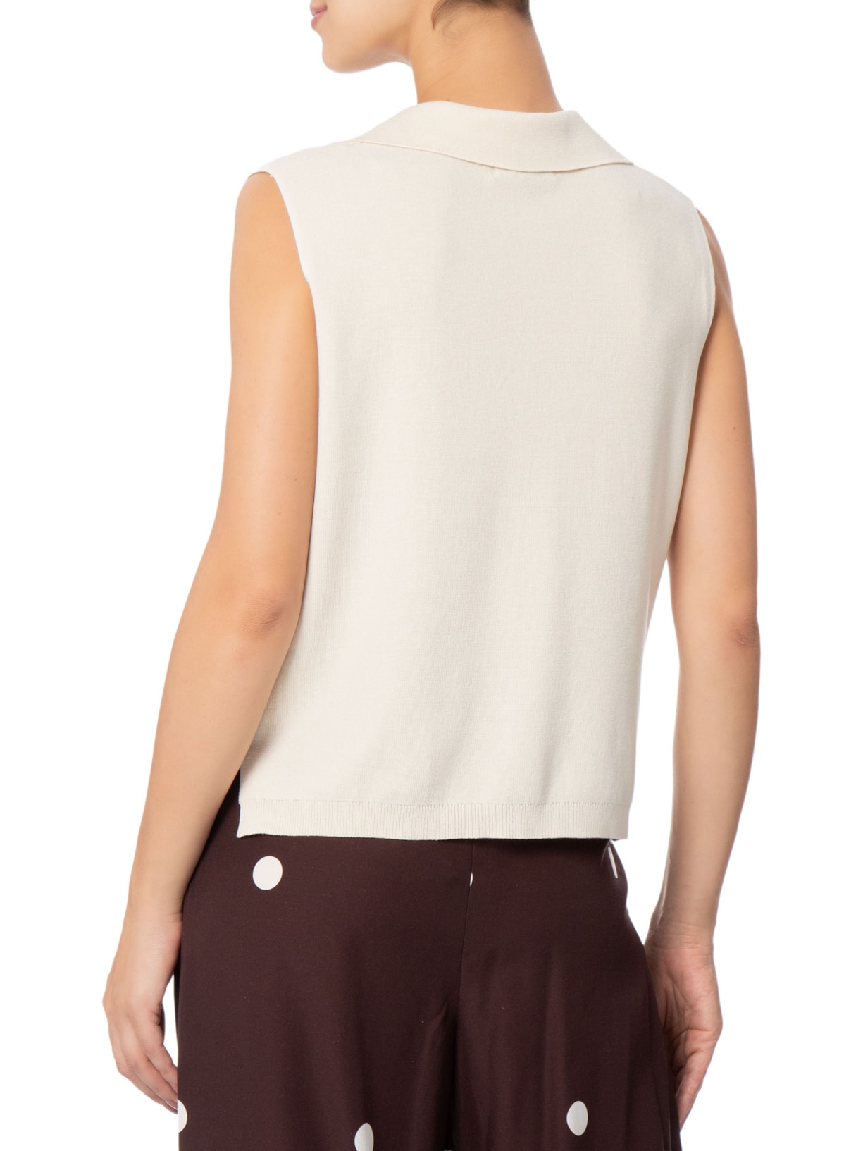 Blusa Feminina Gola Polo em Tricot Off White '2Essential