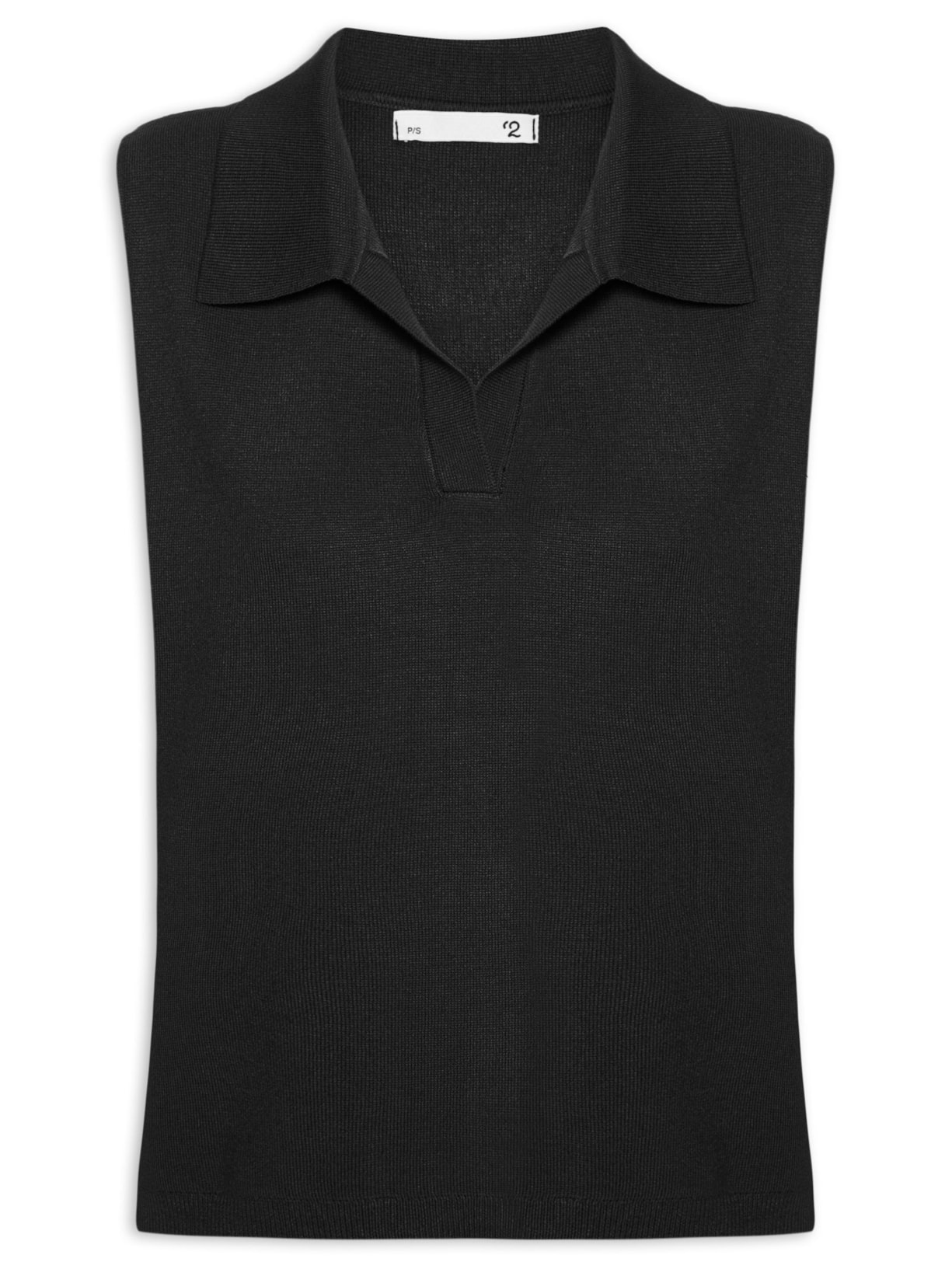 Blusa Feminina Gola Polo em Tricot Preto '2Essential