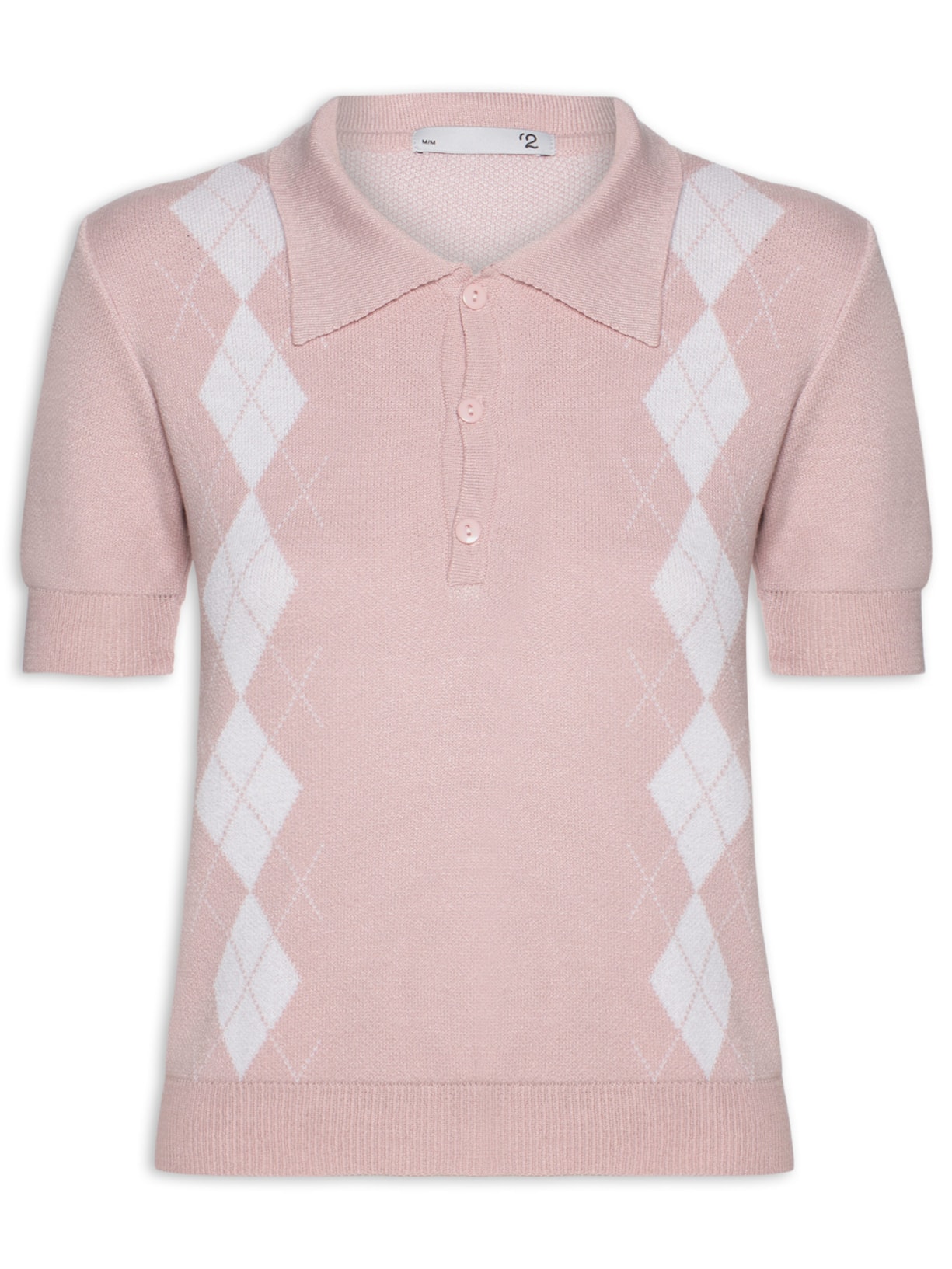 Blusa Feminina Gola Polo Em Tricot - Rosa