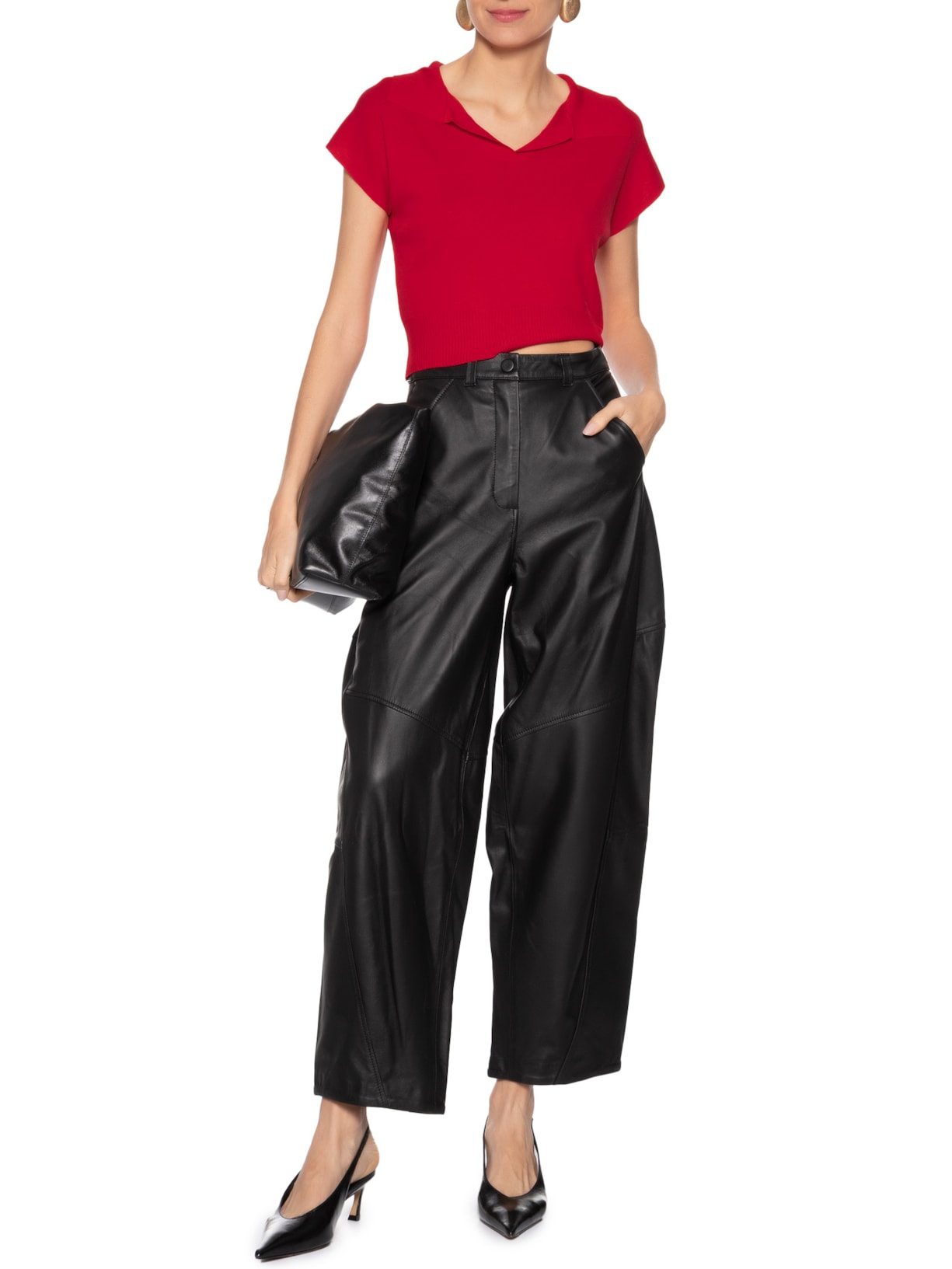 Blusa Feminina Gola Polo Em Tricot Vermelho '2Essential